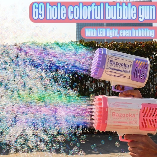 Imagen 6 de 8 de Máquina De Pistola De Burbujas De Jabón De 69 Agujeros Gatli