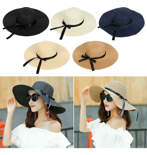 Sombrero De Playa Flexible Con Visera Para Mujer, Ala Grande