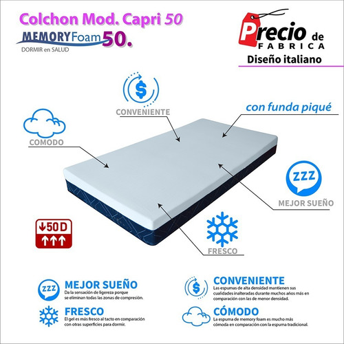 Colchón Con Memory Foam Gel - Capri 20cm Matrimonial