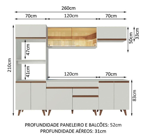 Mueble de Cocina Integral Madesa Reims 260cm con Encimera Blanco 02