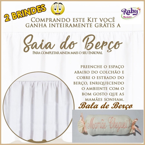 Imagem 4 de 4 de Kit Berço Essencial Salmão 10pçs+ Bala+ Boneca + Saia Brinde