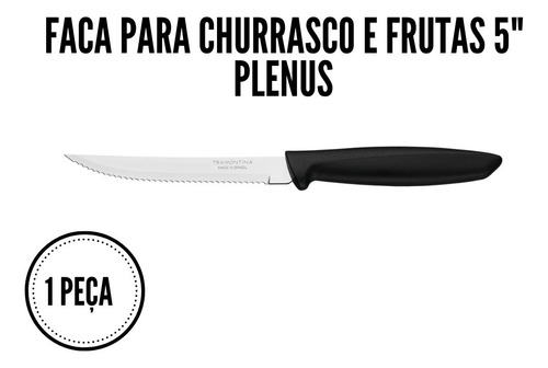 Jogo De Facas Tramontina Inox 6 Peças Plenus Preto Churrasco