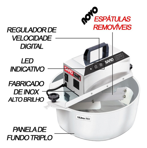 Imagem 3 de 7 de Misturela Masseira Panela Mexer Doces Salgados 10 Litro Saro