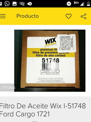 Filtro De Aceite Ford Cargo 1721. Wix51748