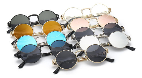 Dollger Steampunk Gafas De Sol Gafas Metal Marco Redondo Len