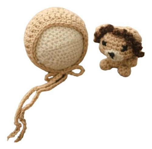 Amigurumi Leão Caramelo E Touca Acessório Fotografia Newborn