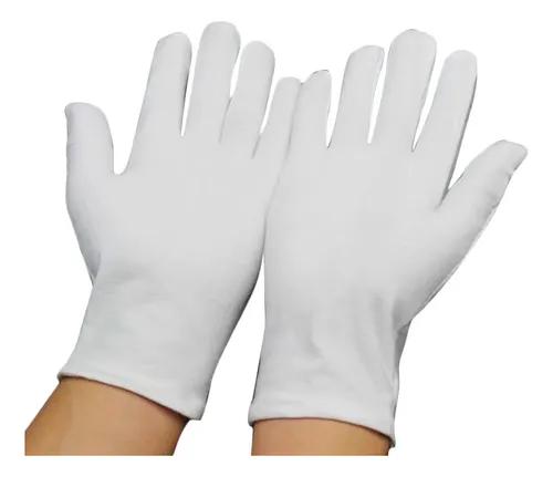 Guantes De Algodón Unicolor Ajustables Elásticos X 12 Und