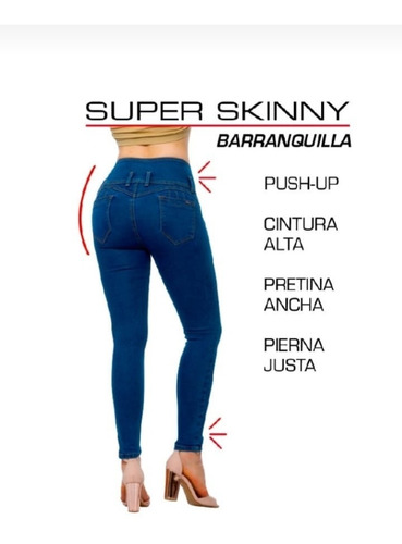 Pantalon Furor Skinny Levanta Pompa, Mezclilla. Barranqulla 