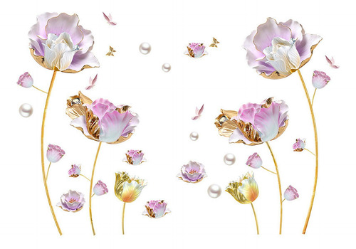 2 Uds Pegatinas De Pared Calcomanías Florales Diy