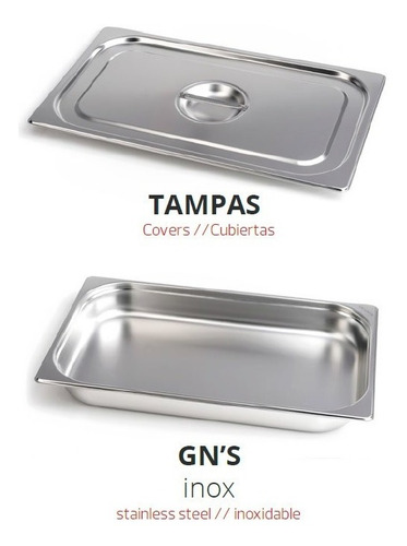 Imagem 4 de 5 de Tampa Cuba Gastronômica Inox Gn 1/6 Kit 3 Peças