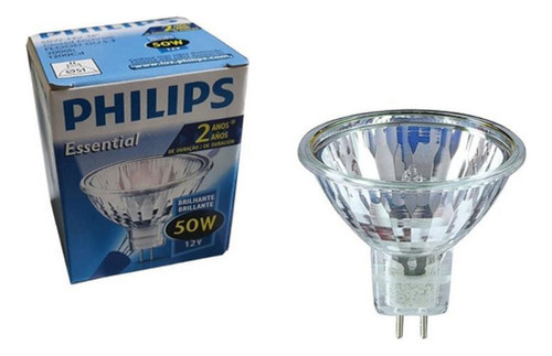 Kit 2 Com Lâmpada Halogena Dicroica Philips Mr16 50w 36