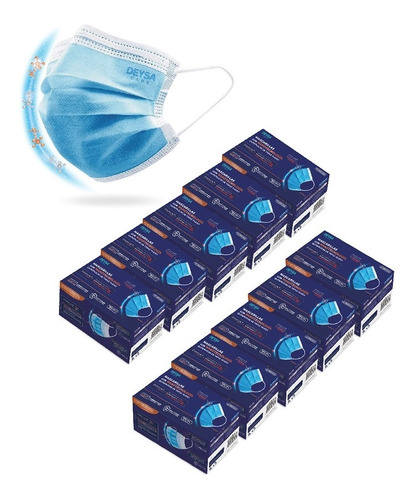 Imagen 1 de 5 de Mascarilla Tipo Il R Nanocoat Celeste 10 Cajas 50 Un C/u