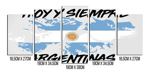 Cuadro Escalonado  Bandera Malvinas 5 4072