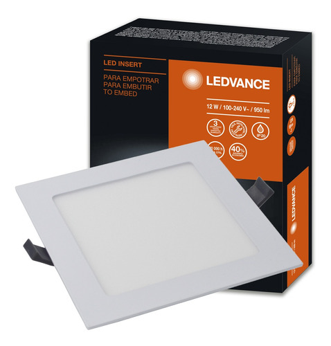 Luminária Led Tipo Painel Embutir Ledvance 12w 950 Lm Cor Branco Bivolt