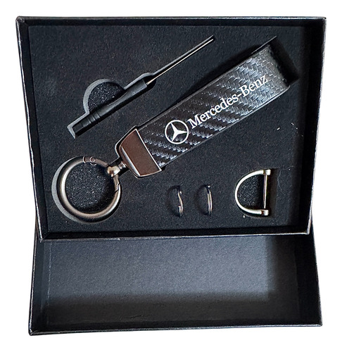 Llavero Auto Mercedes Benz Cuero Zinc En Caja Gancho Colgar