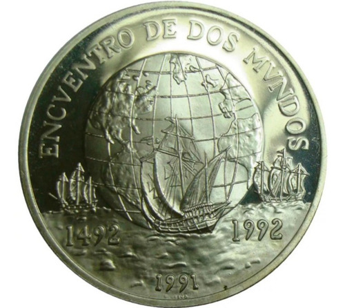 Imagen 1 de 7 de Moneda 10000 Pesos Chile 1991 Encuentro De Dos Mundos Repro