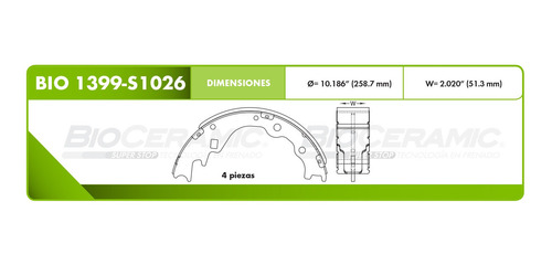 Balatas Tambor Dodge H100 Van 2.5l 2011-2013 Bioceramic