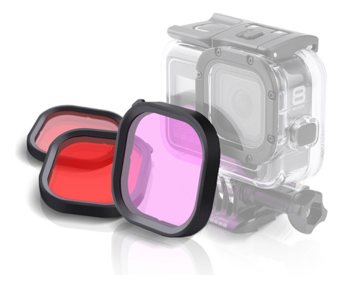 3 Color Housing Diving Lens Filter For Gopro Hero8 Black