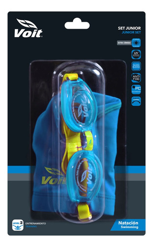 Set De Natación Gorra+goggle Junior Summer Pack Azul/amarillo