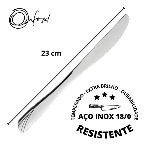 Kit 12 Faca De Mesa Farol Inox Luxo Mesa Posta Oxford