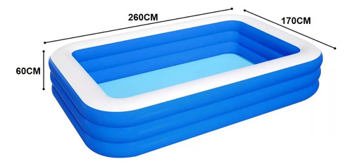 Piscina Inflable Rectangular Azul 260x170x60 Cm 950 L