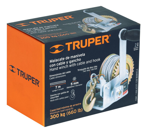 Malacate De Manivela 300 Kg Con Cable Truper