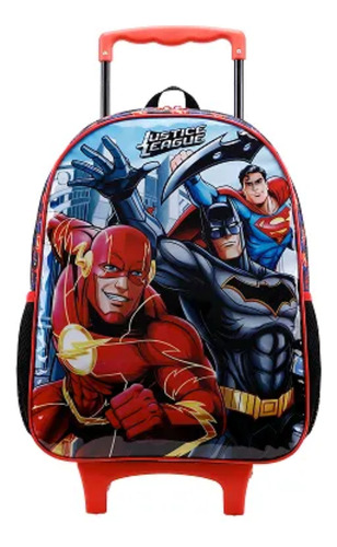 Mochila Rodinha Escolar Infantil Liga Da Justiça Xeryus Cor Preto