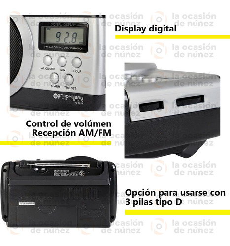 Imagen 3 de 7 de Radio Stromberg Dual Am-fm Digital Reloj Alarma Portatil