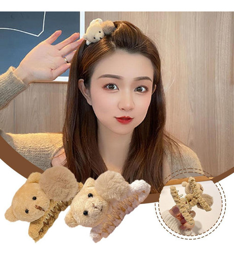 Autumn And Winter Bear Hair Ball Clip High Ponytail