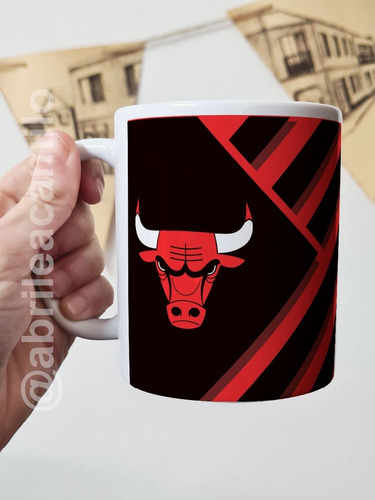 Taza Chicago Bulls Rayas Cerámica Importada Orca