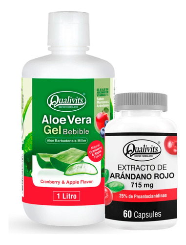 Extracto De Arándano Rojo + Aloe Vera Bebible 1 L Qualivits