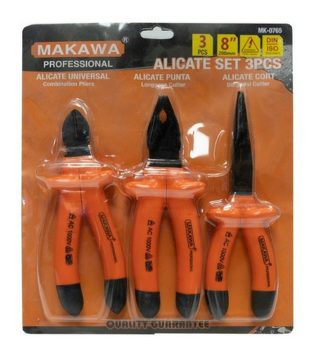 Set 3 Alicates P/electricista 1000v Makawa Mk-0765