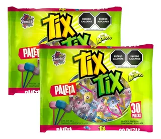Paleta Caramelo Acida Tix Tix 60 Pz Sonrics Dulce Mexicano