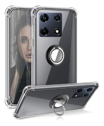 Funda Para Infinix Note 30i Transparente Adsorbente Anillo