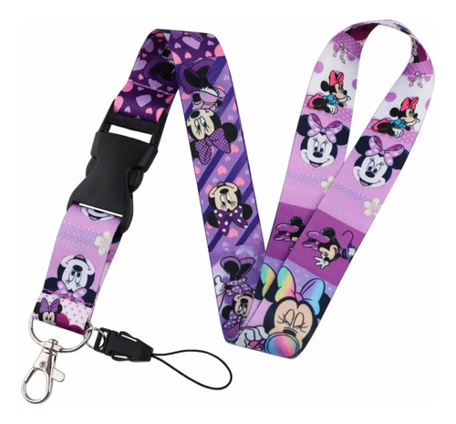 Lanyard Para Credenciales O Llaves De Minnie Morado Nuevo