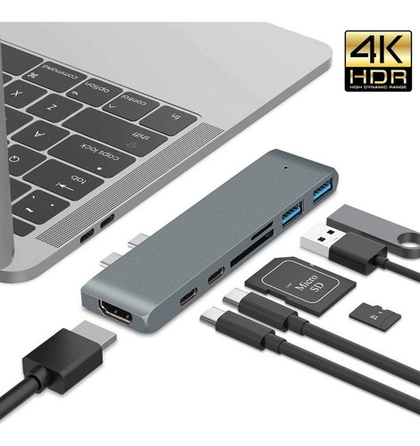 Imagem 6 de 7 de Adaptador Hdmi 4k Hub Usb-c 3.1 Para Macbook Pro Air M1 2021