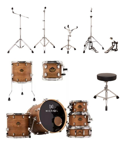 Bateria Michael Dmb522frt + Tom + Surdo + Estantes + Banco