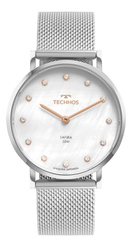 Relógio Technos Prata Feminino Slim 2025ltt/1b