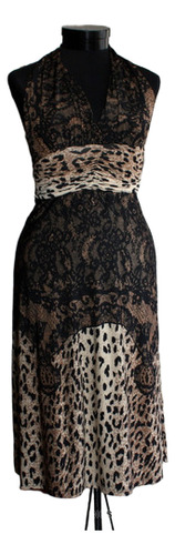 Exclusivo Vestido Noche Encaje Animal Pint Lycra Ts