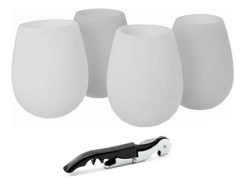 Vasos Copas Flexible Silicon Para Bebidas Vino Portatil /e Color Blanco