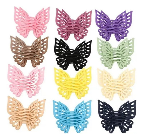 Pinza Para El Pelo Con Forma De Mariposa, 12 Colores, Tamaño