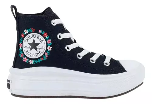 Tênis All Star Feminino Converse Bordado Flor - PRETO/BRANCO - CT25620002