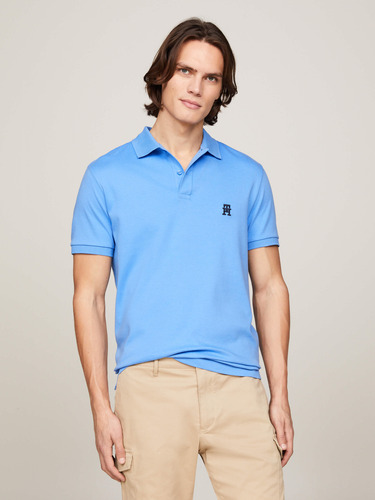 Polo Azul De Tejido Interlock Tommy Hilfiger Para Hombre