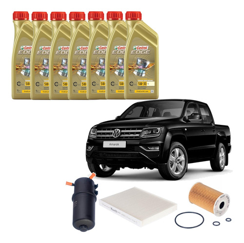 Amarok 2.0 Kit Troca De Óleo Filtros Pel677 Castrol 5w30