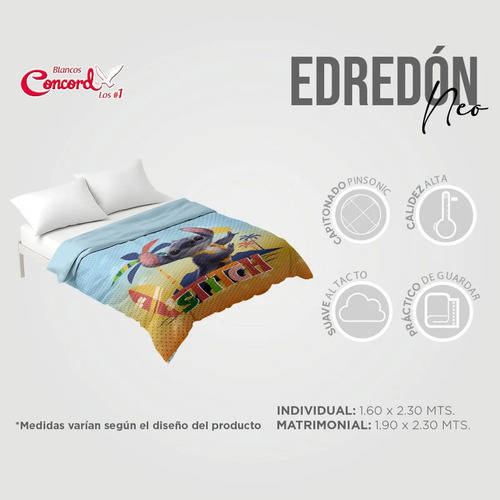 Set Edredón Pelicula Stitch Con Sabanas Individual Concord
