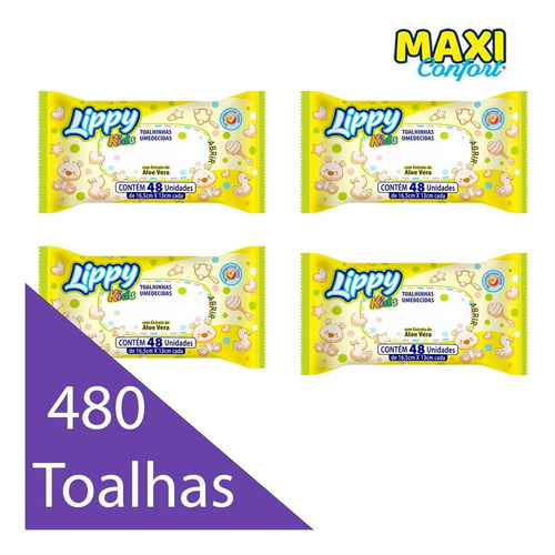 Kit 10 Pacotes Toalha Umedecida Lippy Kids Para Rn