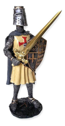 Estatua Soldado Medieval Templario Guerreiro Espada Escudo