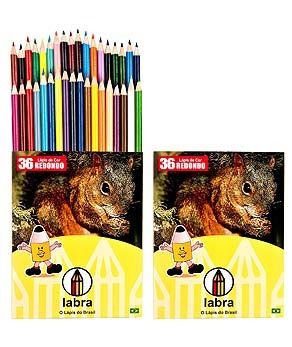 Lápis De Cor 36 Cores Labra Redondo - Natureza - 10 Unidades