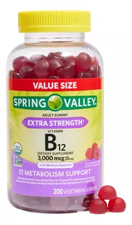 B12 - 3000mcg - Spring Valley - 200 Gomitas Vegetarianas