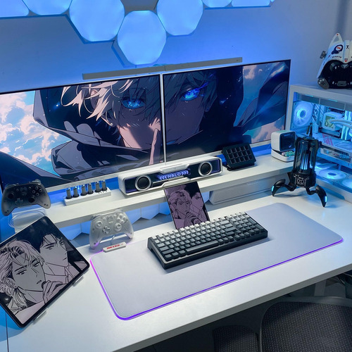 Jmiyav White Gaming Mouse Pad Rgb Mousepad Base De Goma Sin